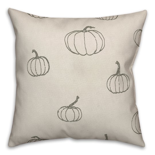 Gray Mini Pumpkin Pattern Throw Pillow